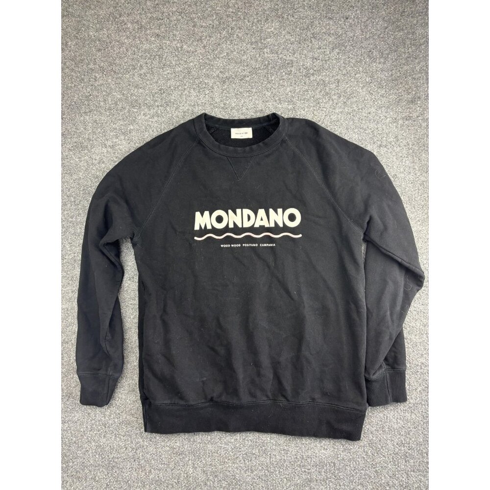 Wood Wood Sweatshirt Mens Large Black Mondano Crewneck Organic Cotton Pullover